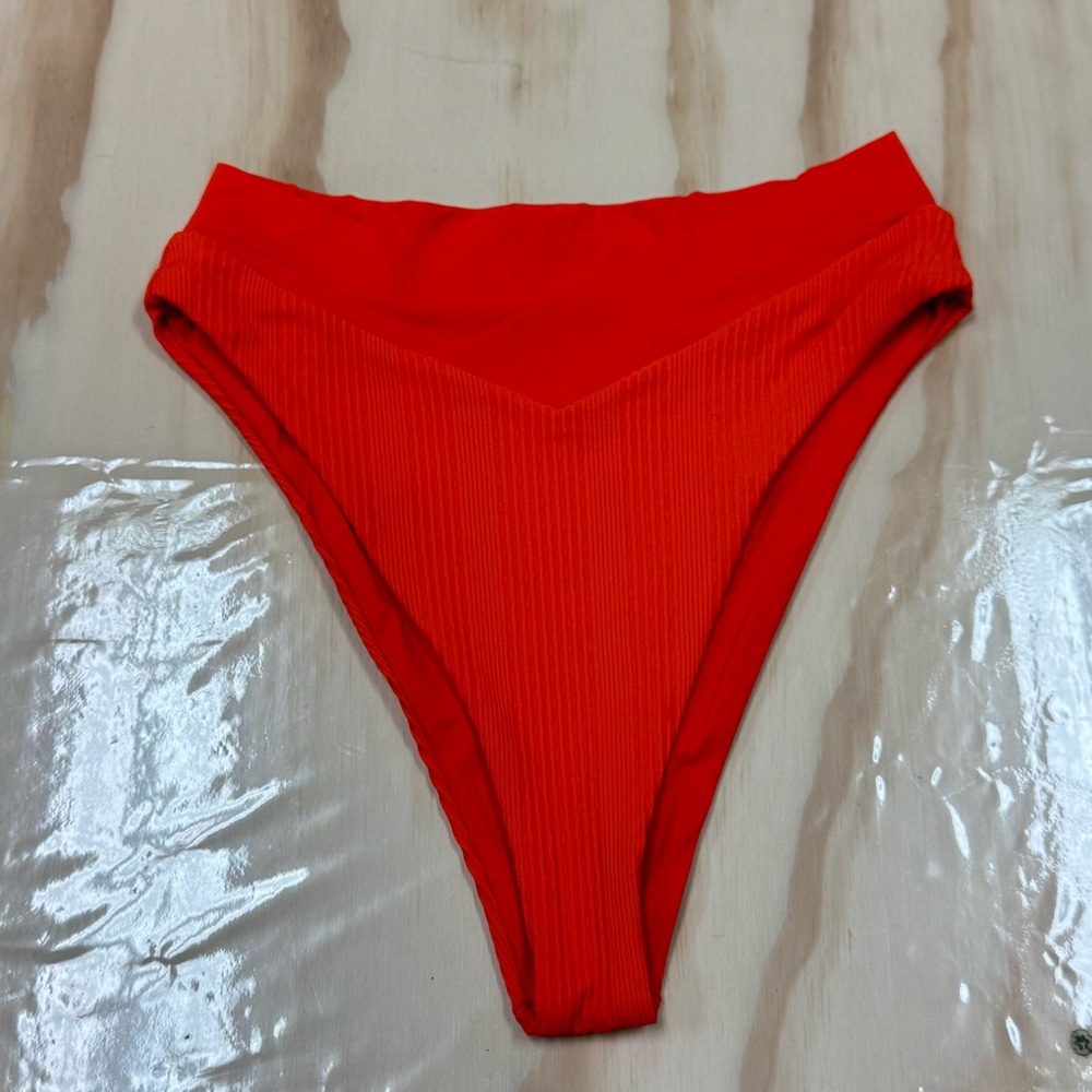 L*Space Vibrant Orange Ribbed 2 Piece Swimsuit - Picture 4 of 9